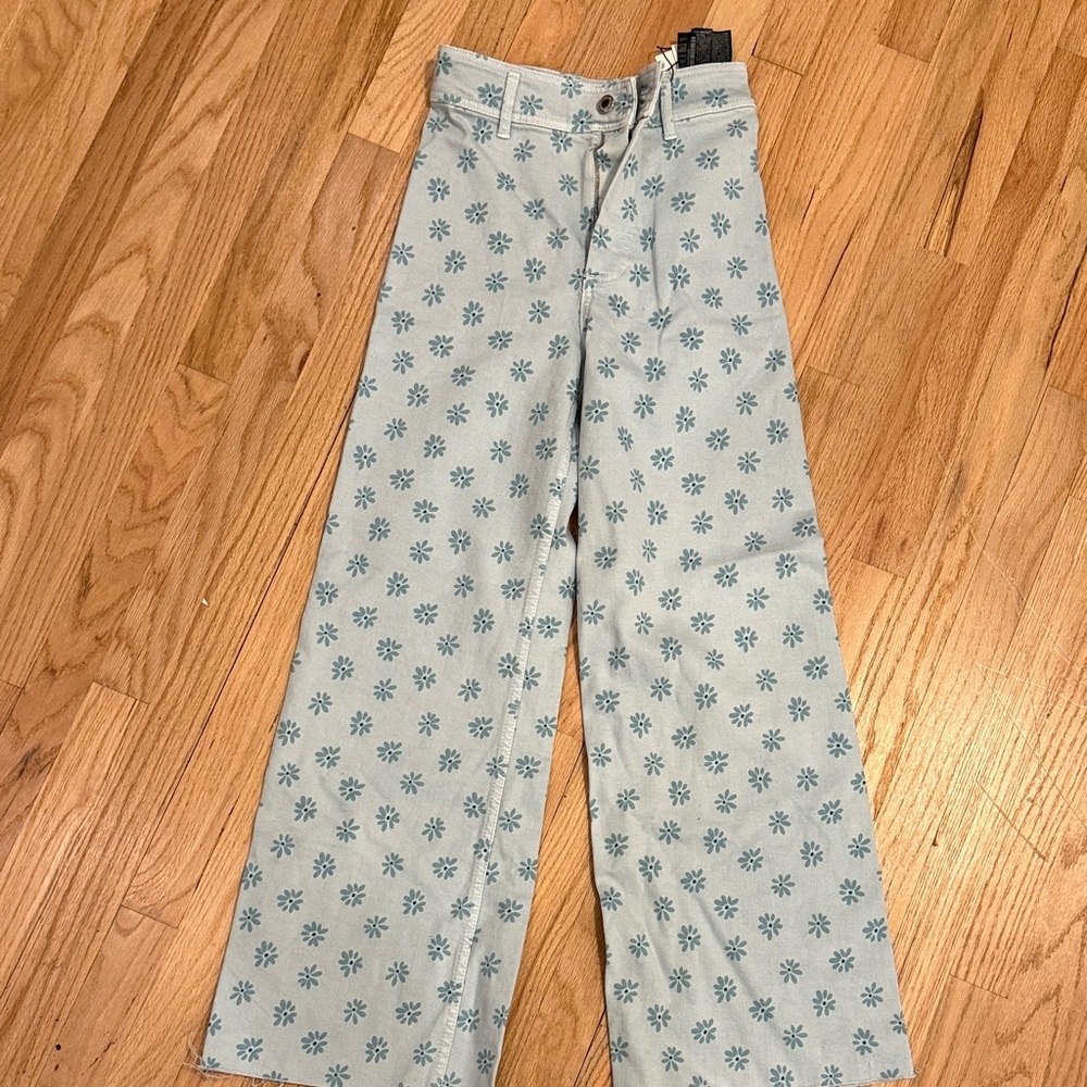 Zara Light Blue Floral Pants
